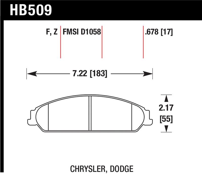 Chrysler 200 Brake Pad Set - Front - Hawk Performance - HPS 5.0 - `13-`14
